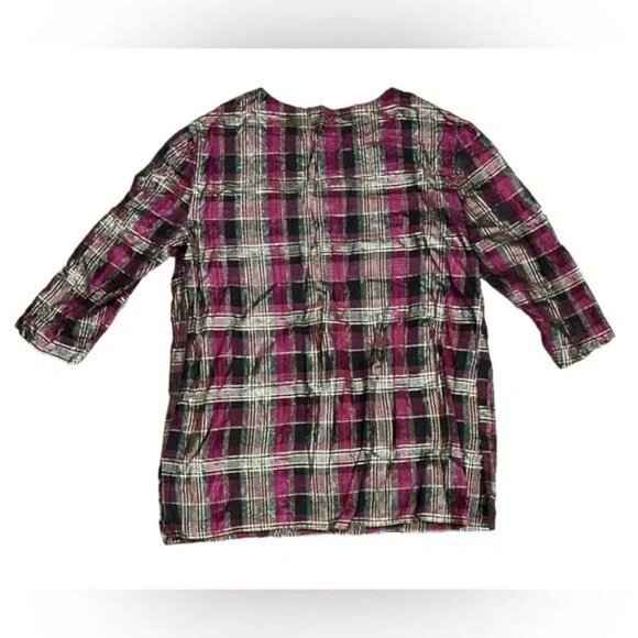 Rare Bellmistic 100% Human Hair Tunic Plaid Metallic Sz XL Women’s Multicolor - Picture 3 of 6